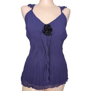 Y2K Chiffon Babydoll Top 16 Coquette Fairy Grunge Glam Sequin Rosette Going Out